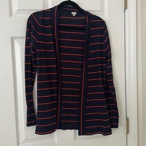 J Crew factory orange and blue striped cardigan